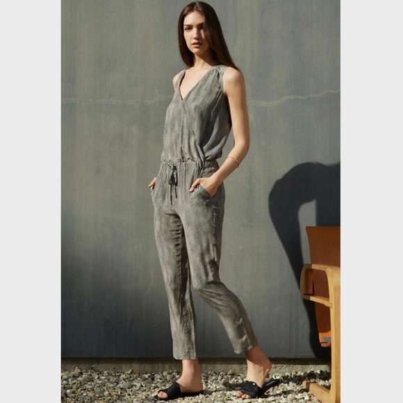 Eileen Fisher Pants - Eileen Fisher 100% Silk Surplice Sleeveless Crop Jumpsuit